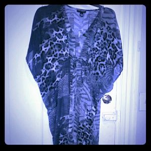 Sheer Animal Print Caftan/Cover Up Festival Wear